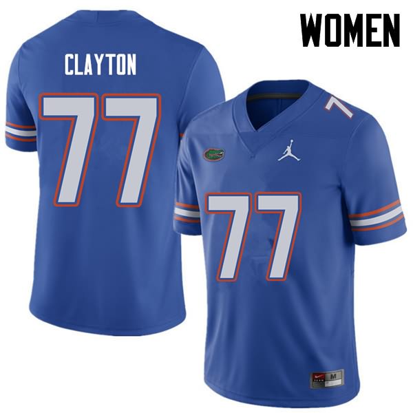 Women's NCAA Florida Gators Antonneous Clayton #77 Stitched Authentic Jordan Brand Royal College Football Jersey NMC1765FM